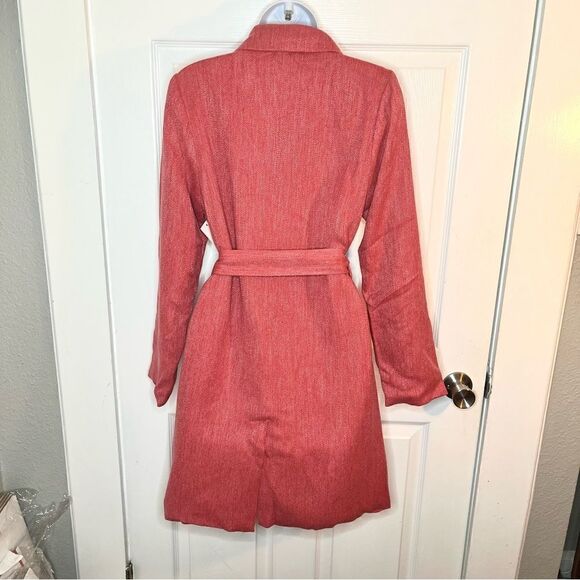 Aura On a High Note Coat Tie Waist Double Breasted Porcelain Rose Pink M - Picture 7 of 10